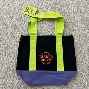 Trader Joe's mini Black and Purple Tote Bag